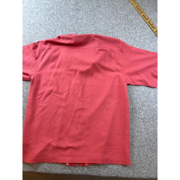 Men’s TOSCANO 100% Silk, Short Sleeve Button Up Shirt Fuchsia - Picture 7 of 8